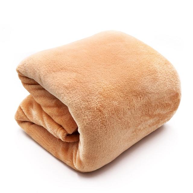 Leichte, dünne, mechanisch gewaschene Flanelldecke, Plaids, superwarme, weiche Decken, Überwurf auf Sofa/Bett/Reise, Patchwork, solide Tagesdecke 180x200cm bernstein