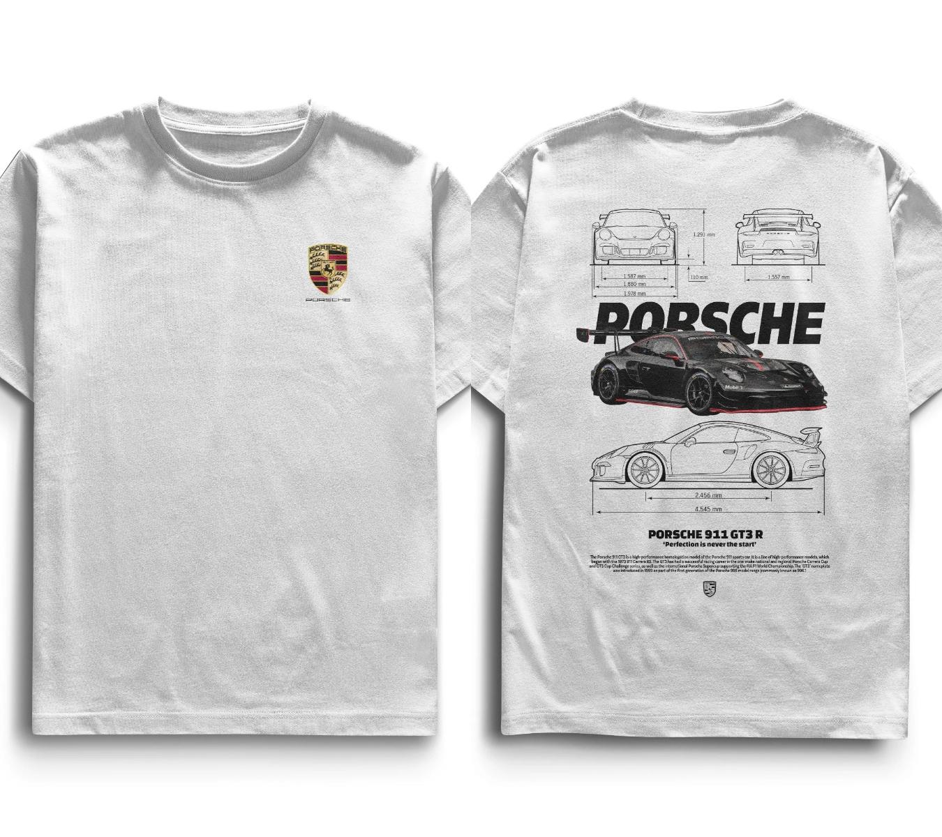 Supercar Porsche GT3 RS Grafik T-Shirt Herren Damen Baumwolle Oversized Y2k Mode Streetwear Kurzarm Weiblich Männlich Kleidung M beige
