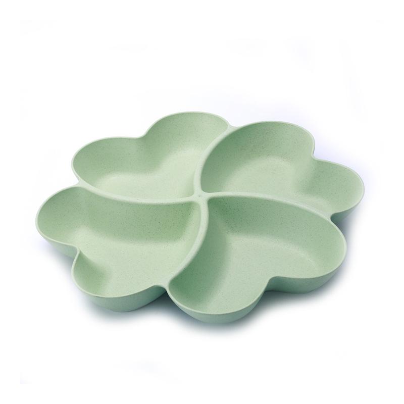 Herzförmige Obstplatte, kreative Teller, Aufbewahrungsbox, getrocknete Früchte, Snack-Teller, geteilter Süßigkeiten-Dessertteller-Behälter 23cm grün