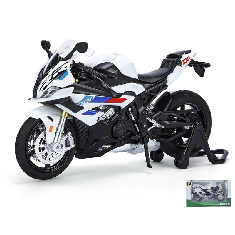 1/12 BMW S1000RR M Version Rennmotorradmodell Druckgusslegierung Metall Cross-Country-Motorradmodell Sound Light Kinderspielzeug Geschenk weiß