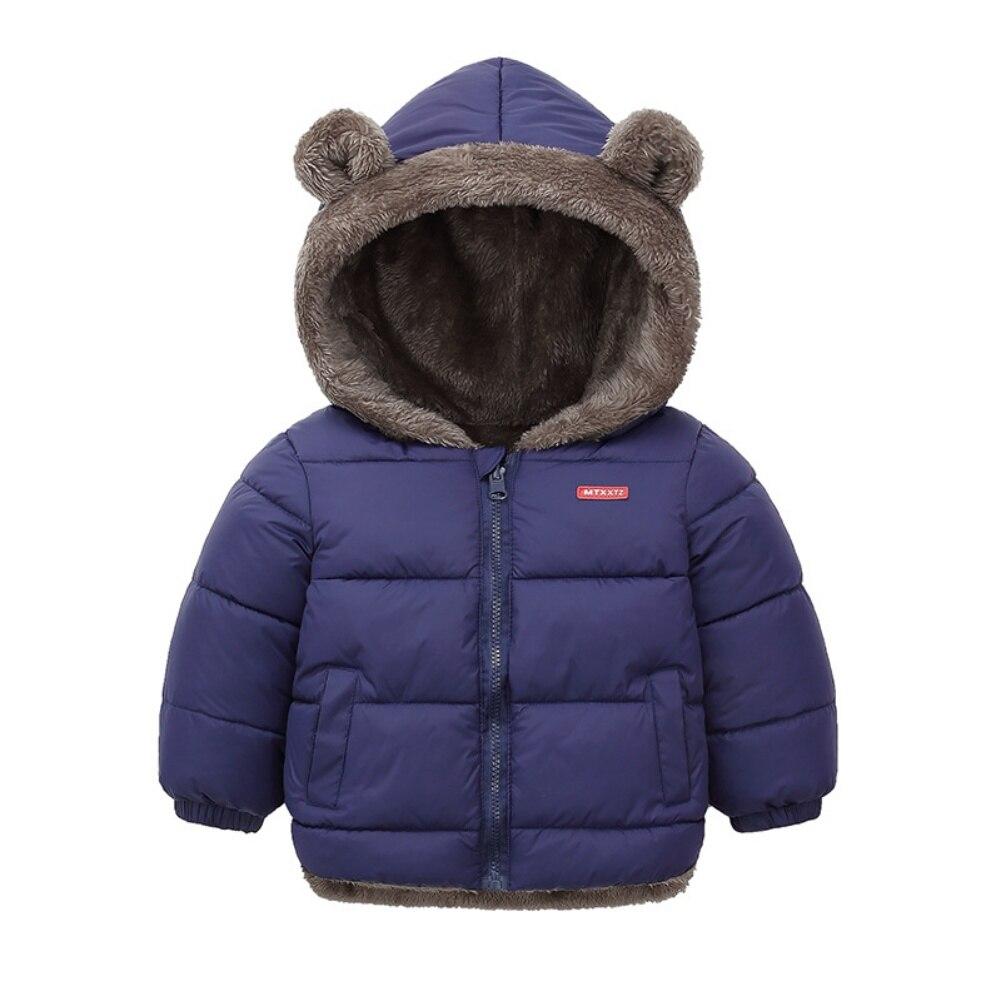 Winter Kinder Daunen & Parkas Jungen Mädchen Lamm Daunen Hoodies Jacke Mantel mit niedlichen Bärenohren Kinder Oberbekleidung & Mäntel 110 blau