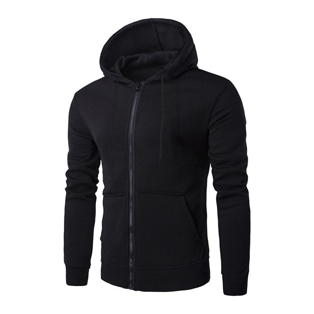 Herren Hoodie Einfarbig Basic Kapuzenjacke Cardigan Sweatshirt Frühling Herbst Lässig Herren Streetwear Trainingsanzug Männlich XL schwarz