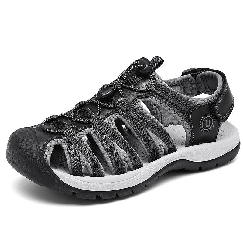 Sommer Leder Damen Sandalen Bequeme Gladiator Sandalen Designer Sneaker Leichte Outdoor Damen Strand Sandalen 40 dunkelgrau