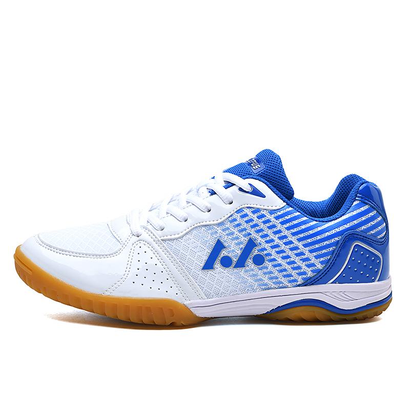 36-45 große Stoßdämpfung rutschfeste verschleißfeste Tischtennis-Trainingsschuhe Badminton-Schuhe Volleyball-Schuhe Tennisschuhe 44 weiß/blau