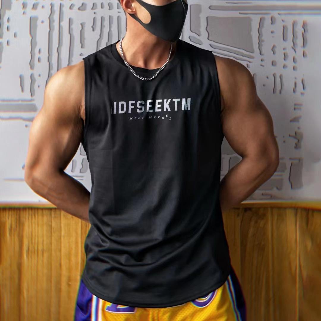 Herrenmode Sport Tanktops Lässiges Ärmelloses T-Shirt Herren Sportweste XXXL schwarz