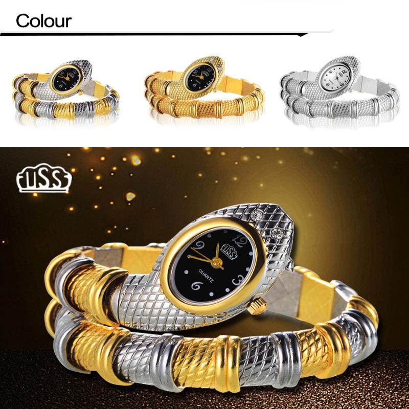 CUSSI Einzigartige, modische, schlangenförmige Armbanduhr für Damen, luxuriöse Damenuhren silber/gold