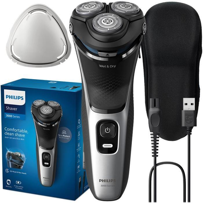 Elektrorasierer - Philips - S3143/00 - 60 min Akkulaufzeit - Schnellladung - Integrierter Trimmer - Etui inklusive
