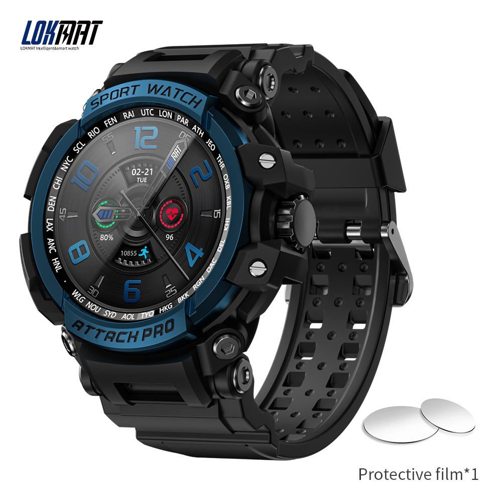 LOKMAT Marke Neue ATTACK Pro Sport Smart Uhr Bluetooth Anrufe Uhren 5ATM Wasserdicht Fitness Tracker Herzfrequenz Monitor blau