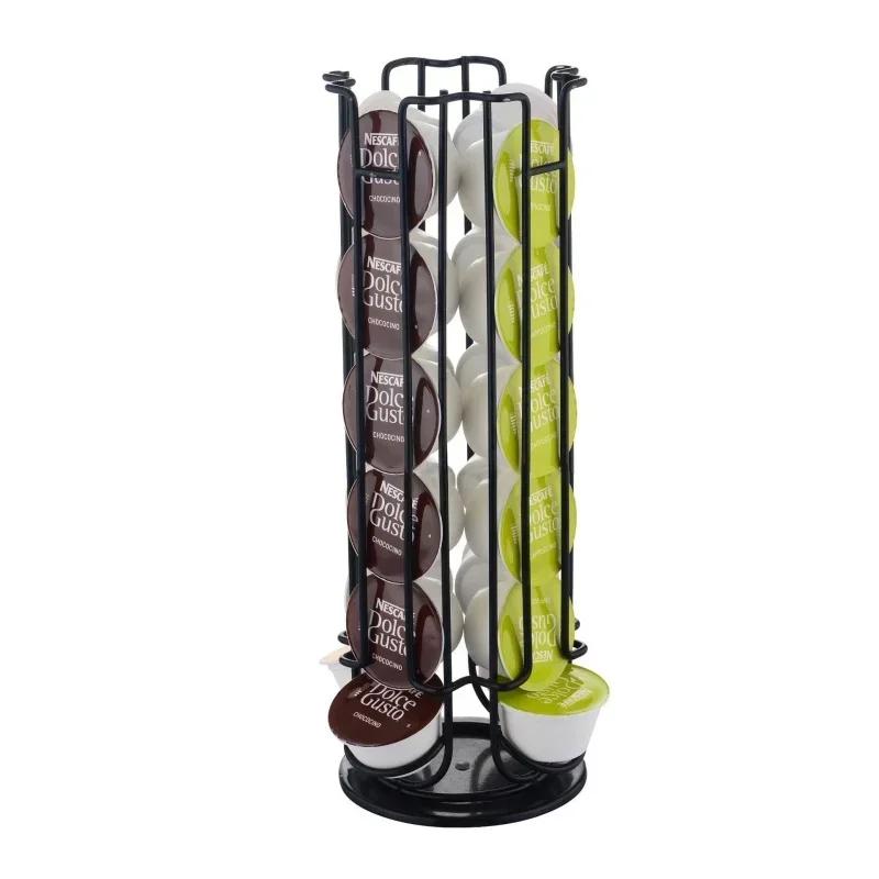 Kaffeekapsel-Präsentationsständer, 24 Tassen, Turmständer, Lagerregale, drehbarer Anti-Rutsch-Boden für Dolce Gusto-Kapseln, Kaffee-Tools schwarz