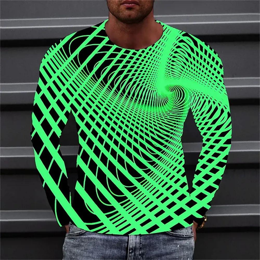 Herren T-Shirt Grafik Farbverlauf Rundhalsausschnitt Kleidung Bekleidung 3D Druck Outdoor Täglich Langarm Druck Mode Designer Vintage L
