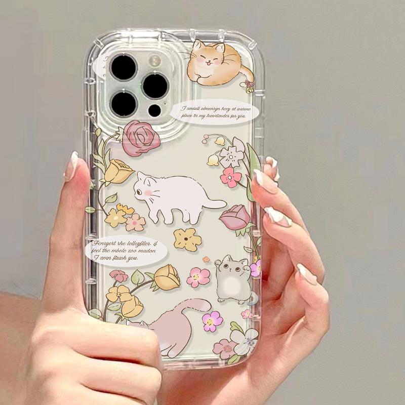 Niedliche Katzen Handyhülle Für iPhone 13 Hülle iPhone 16 Pro 11 12 14 15 Pro Max 7 8 16 Plus XR XS X SE Klar Weich Funda Airbag Hülle For iPhone 15 Pro
