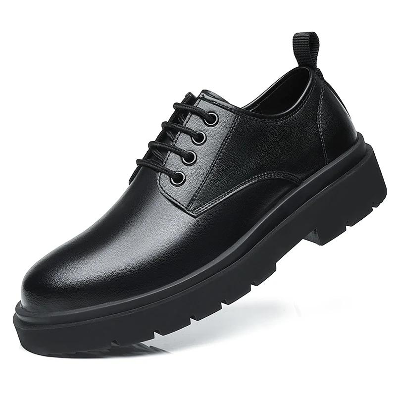 Mode Hohe Qualität Business Formal Oxford Schuhe Herrenmode Plateau mit Erhöhter Dicker Sohle Lederschuhe, Britischer Stil Mokassin 46 schwarz