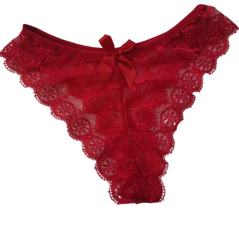 Sexy Spitze Tanga Frauen Schmetterling Niedrige Taille Höschen Transparente Unterwäsche Damen Slip Lingere Panty Unterwäsche Frauen Dessous XXXL claret