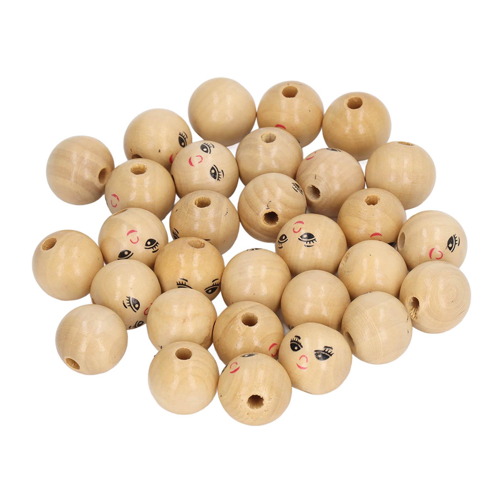 30 stücke Holz Lächeln Gesicht Perlen Log Farbe DIY Runde Holz Smiley Lose Perlen Geschenk Kinder Perlen