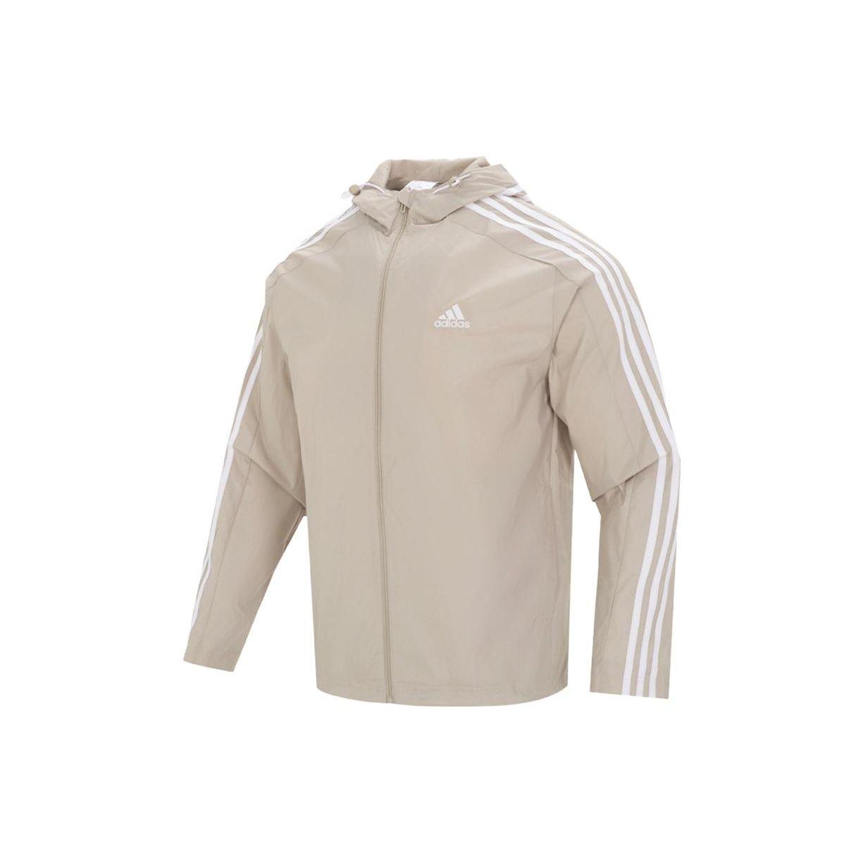 Adidas Seitenstreifen Winddichte Lässige Kapuzenjacke Herren Jacken Khaki IJ8693 S