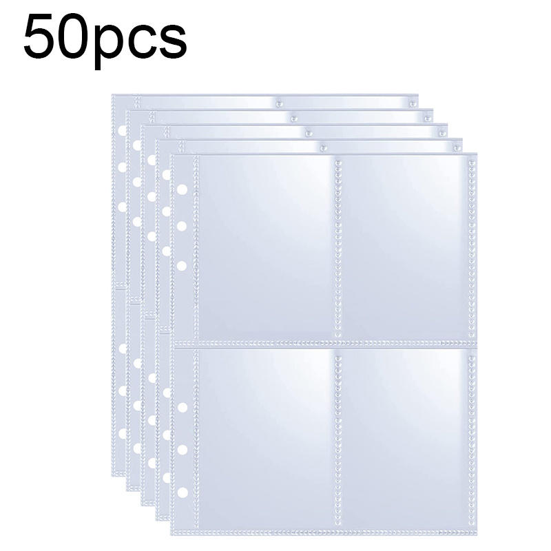 4-Fächer Innenseite Kpop Fotokarten Binder A5 Nachfüllbares Karten Foto Aufbewahrungsalbum mit 200 Kartenfächern Für Idol-Karten Sammler Sammelkartenhalter 50pcs binder transparent