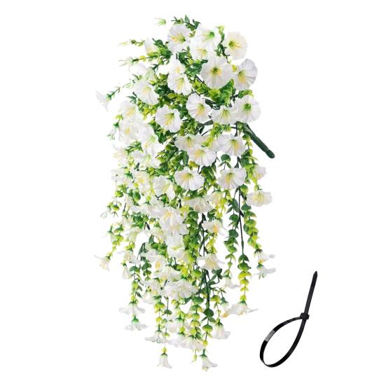1/2 Stück Hängende Künstliche Prunkwinde UV-Beständig Kunstblume Hochzeitsfeier Innen Außen Garten Wandbehang Kunstblumen Dekoration 1pc E