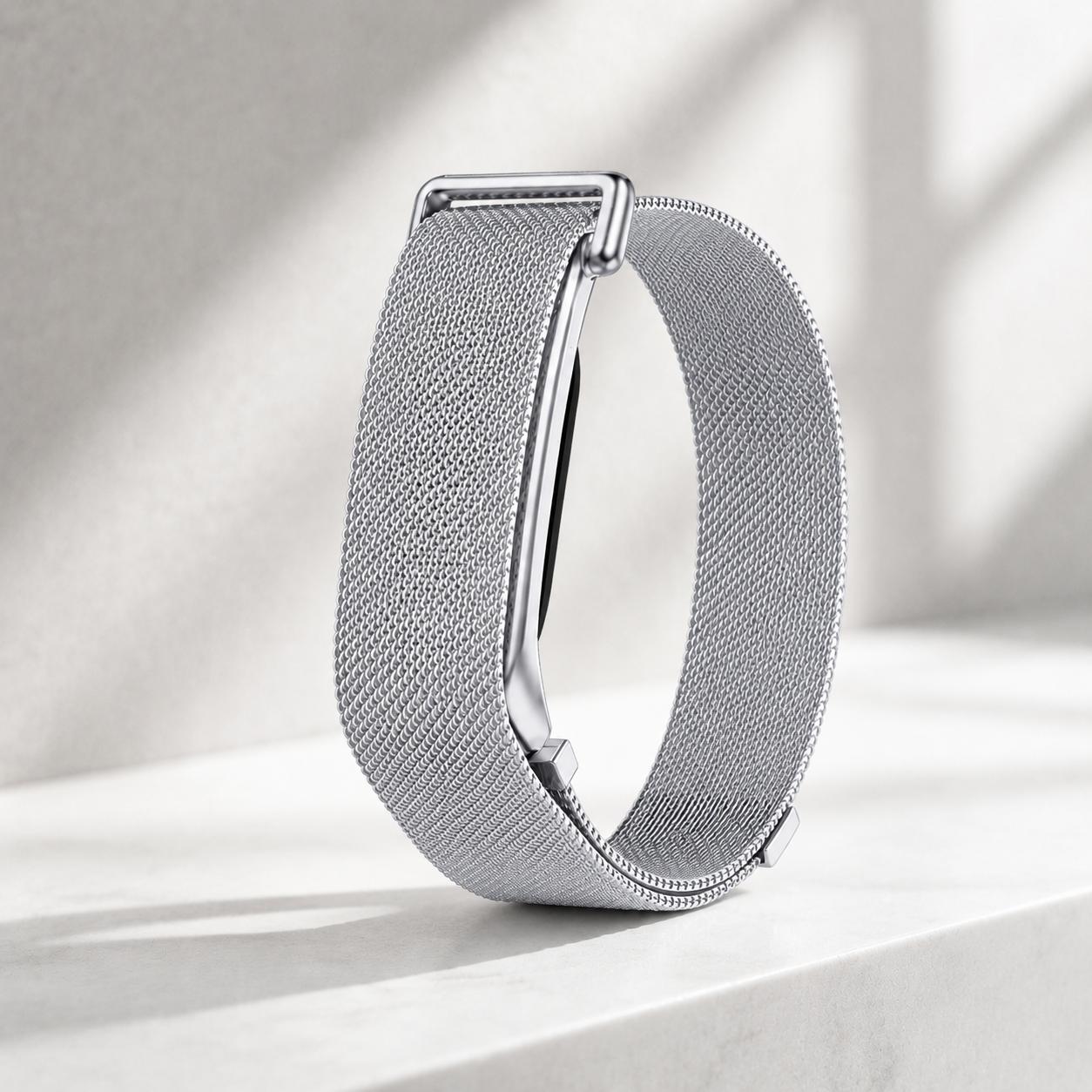 Für Google Fitbit Air Metallschlaufe Magnetisches Armband Edelstahl-Geflecht Ersatz-Armband Smartwatch-Armband Armband Zubehör silber