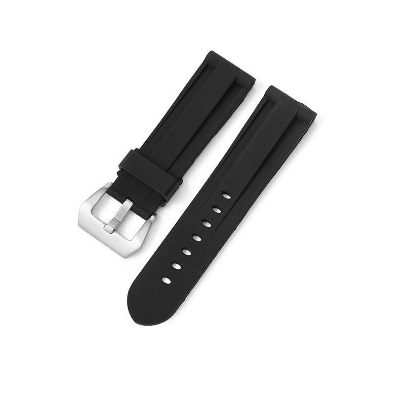 22 24mm 26mm Uhr Strap Ersatz Soft Strap Für Panerai PAM Fat Sea Herren Gummi Strap uhr Zubehör silikon Armband 24mm schwarz