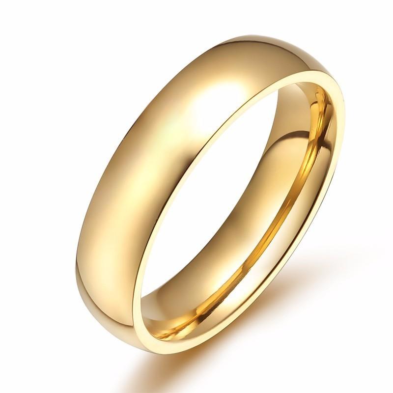 Vnox Einfache Goldfarbene Edelstahl-Verlobungsringe für Damen Herren Elegantes Dünnes Ehering-Jubiläumsgeschenk 12 beige