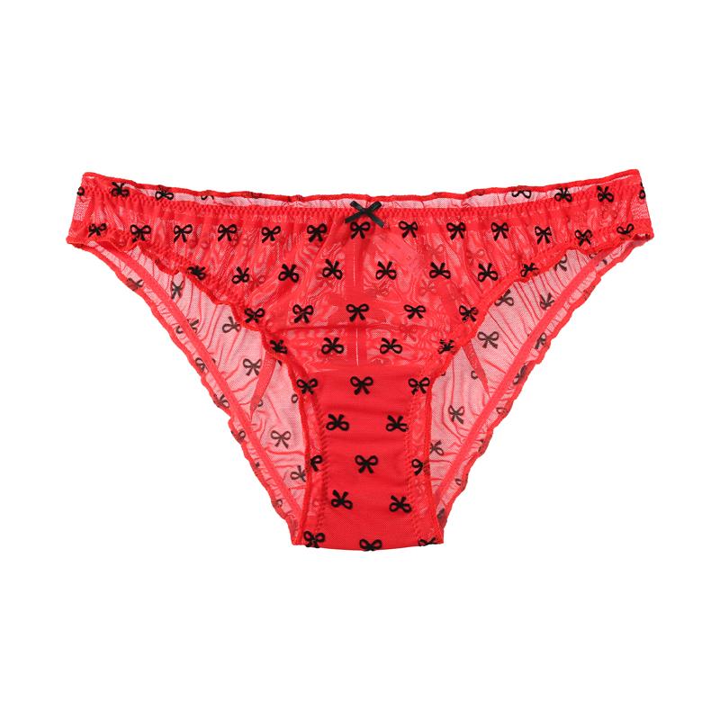 TERMEZY Frauen Sexy Erstaunliche Höschen Low-taille Spitze Druck Ins Unterwäsche Weibliche G String Tanga Versuchung Süße Transparente Dessous M rot