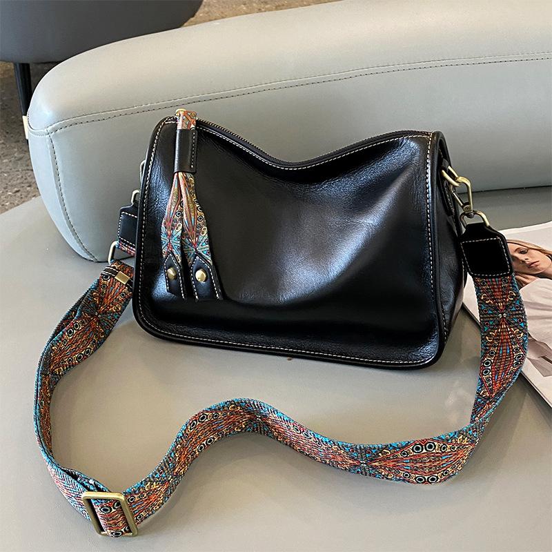 Damenhandtaschen aus echtem Leder mit großem Fassungsvermögen, vielseitige Damen-Schultertaschen, neue Retro-Atmosphären-Umhängetaschen, Nischen-Pendeltaschen gray