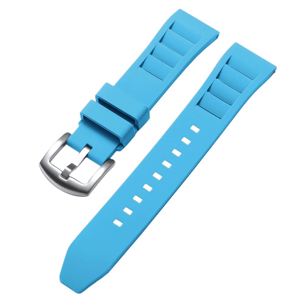 Weiches Silikon Uhrenarmband Schnellverschluss 20mm 22mm Uhrenarmbänder Sport Wasserdicht Armband für Richard Mille Tauchen Gummiarmband Gürtel 20mm hellblaue
