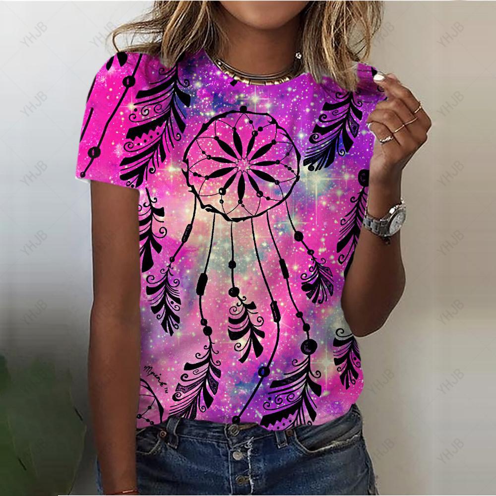 Farbenfrohes und Ausgefallenes 3D-Digitaldruck Damen T-Shirt mit Rundhalsausschnitt und kurzen Ärmeln, personalisiert und modisch M