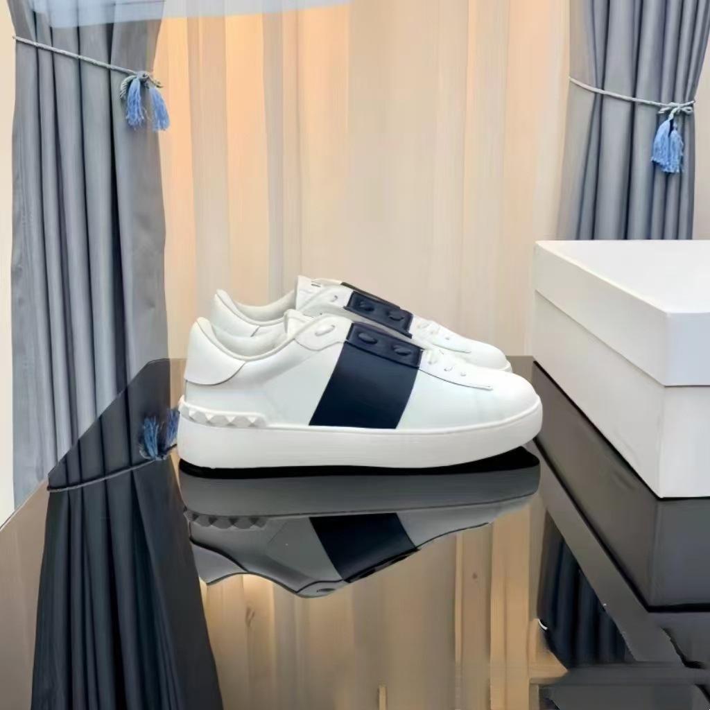 V home Nieten weiße Schuhe Damen Vier Jahreszeiten Klassisch Vielseitig Mode Erhöhende Plateau-Schuhe Paar Freizeit Sport Board Schuhe 36 schwarz