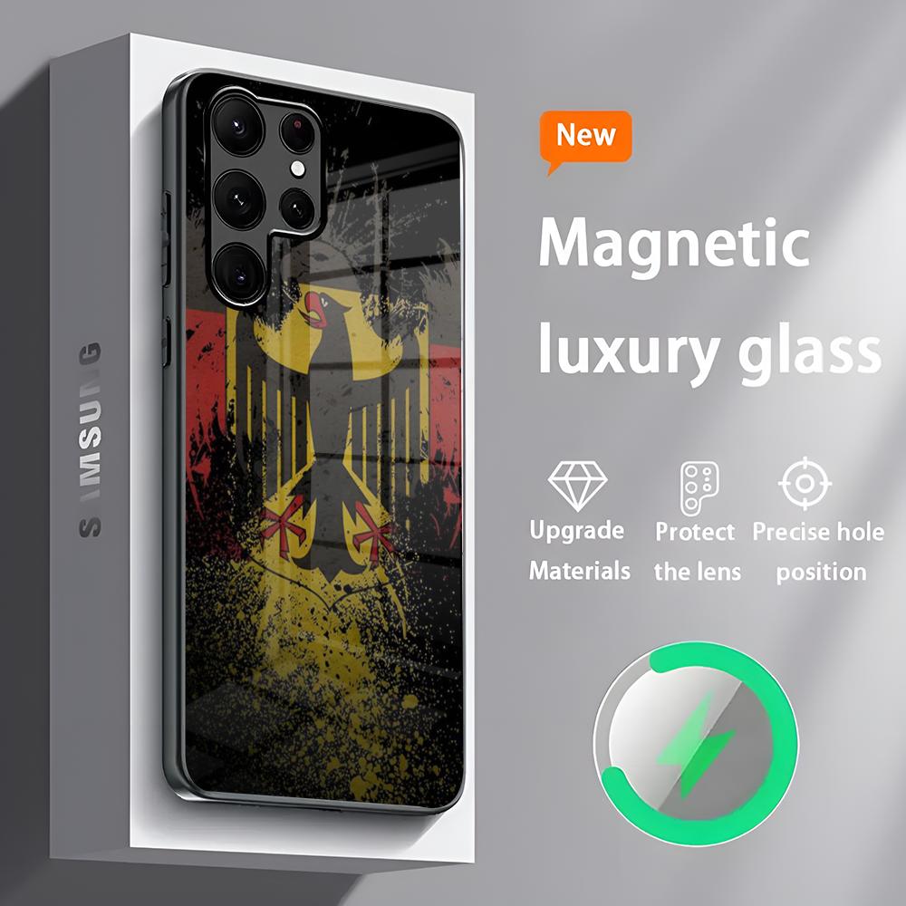 Deutsche Flagge Handyhülle S24 Ultra Hüllen Celulares Für Samsung S24 S23 S22 S21 S20 Plus Ultra Note20 Glas Magnetische Handyhülle Samsung S24