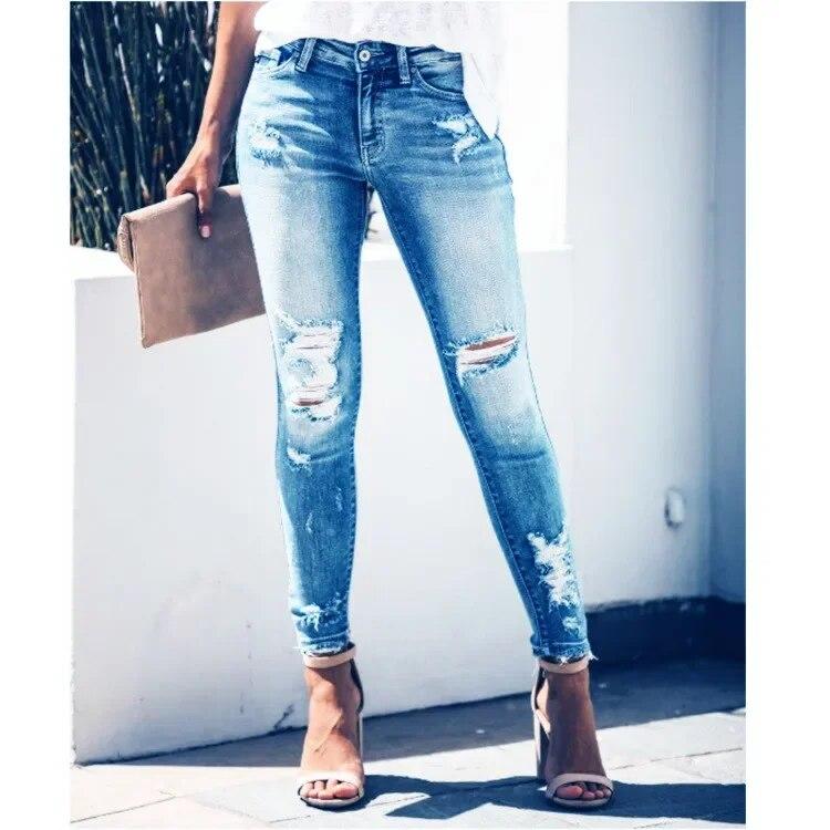 2023 frauen Hohe Taille Jeans Schlanke Loch Sexy Denim Hosen Casual Mode Streetwear Hosen Stretch Hosen Pantalon 30205 S orion-farbe