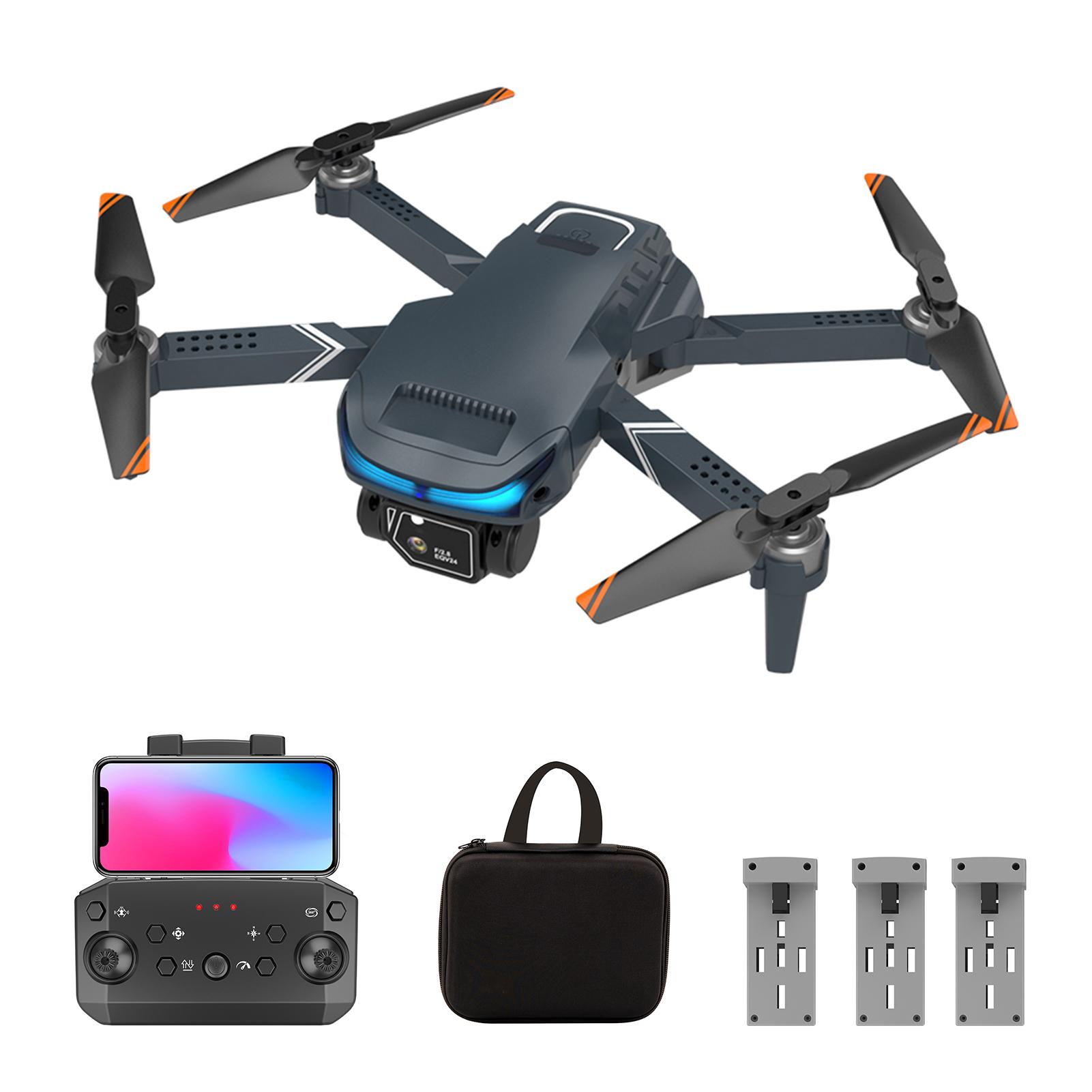 Ferngesteuerte Mini-Drohne mit Dual-Kamera, 4K faltbarer kopfloser Quadrocopter mit Hindernisvermeidung Dual Camera Optical Flow Positioning 3 Battery dunkelgraue
