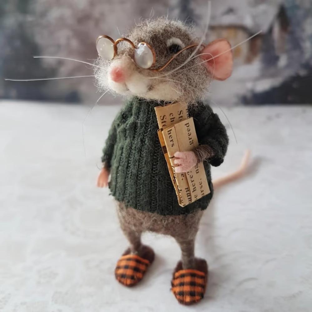 Maus Puppe Weihnachten Nadelfilz Maus Nadelfilz Handwerk Dekorationen Niedliche Nadelfilz Maus Handgefertigter Weihnachtsschmuck black