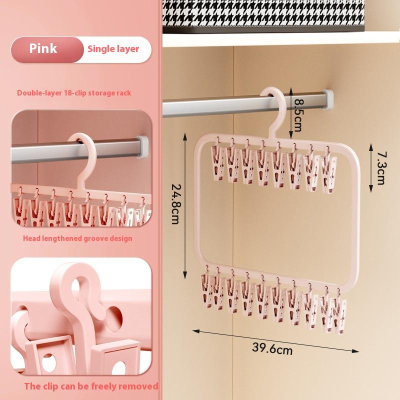 Socken-Trockenbügel mit mehreren Clips, multifunktionaler, abnehmbarer Trocknerständer, platzsparend zum Trocknen von Unterwäsche, Handtüchern, Socken, Babykleidung beige