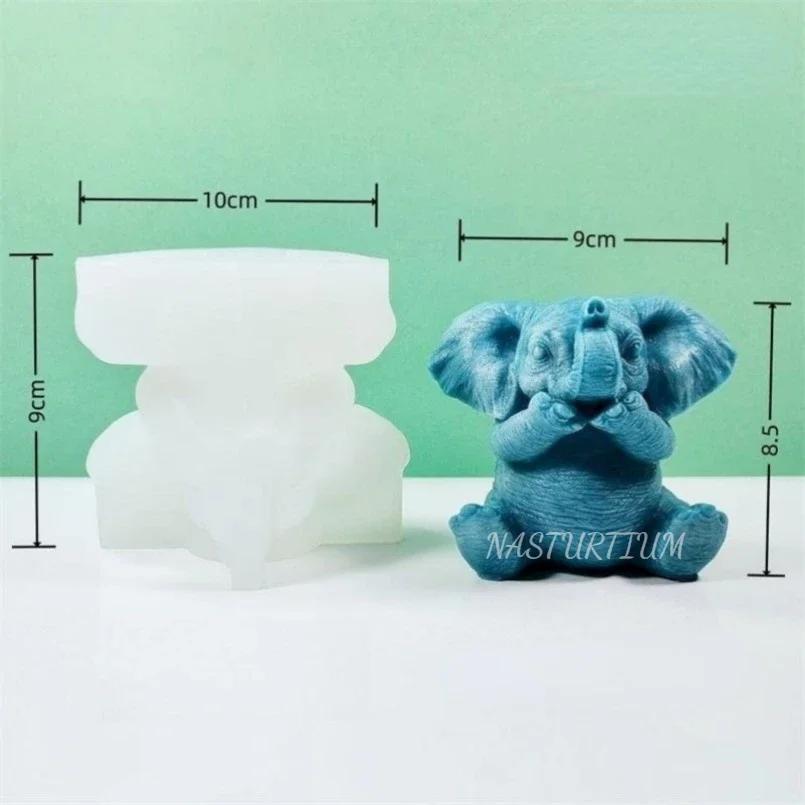 3D sitzender Elefant Kerzen Silikonform DIY Niedliches Tier Seife Aromatherapie Gips Harz Ton Zementform Heimdekoration Bastelbedarf