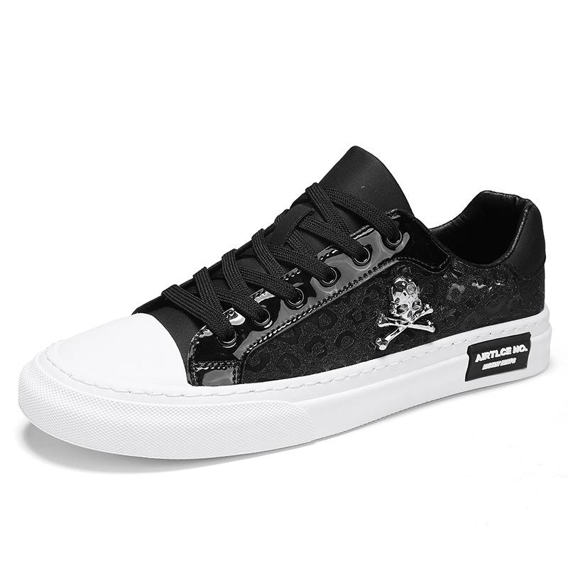 Mode Ballerinaschuhe für Herren Freizeitschuhe Street Pailletten Totenköpfe Herrenschuhe Modetrend Herren Sneaker und Jogging Büro Männlich Sportschuhe 42
