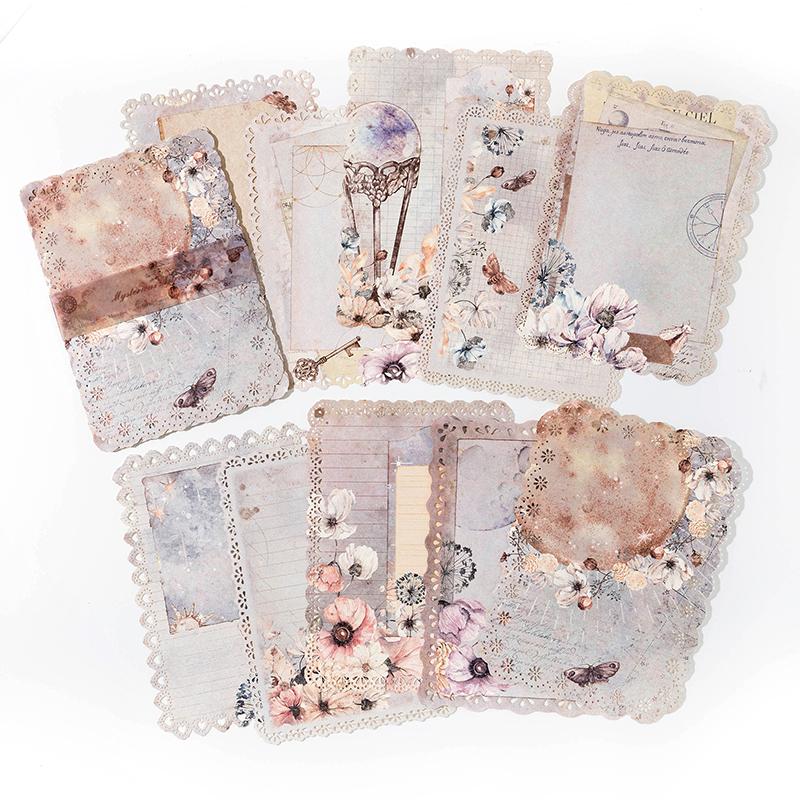 10 teile/paket Vintage Floral Spitze papier Sammelalbum Materialien DIY Fotoalbum Collage Journalling Kreative Schreibwaren Material papier