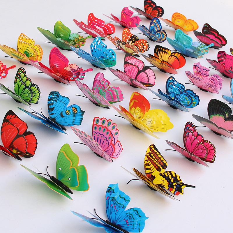 3D-Schmetterlings-Wandaufkleber: 6-12 cm, Selbstklebende Dekoration für Wohnzimmer, Kinderzimmer und Kühlschränke 12CM Double-layer Butterfly
