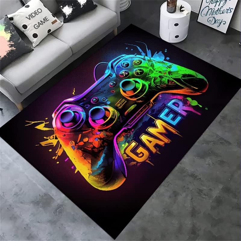 Gaming-Teppich für Jungenzimmer, Gamer-Teppich mit Controller-Design, Teppich für Spielzimmer, Schlafzimmer-Dekor, rutschfeste, maschinenwaschbare Matte 40 x60cm