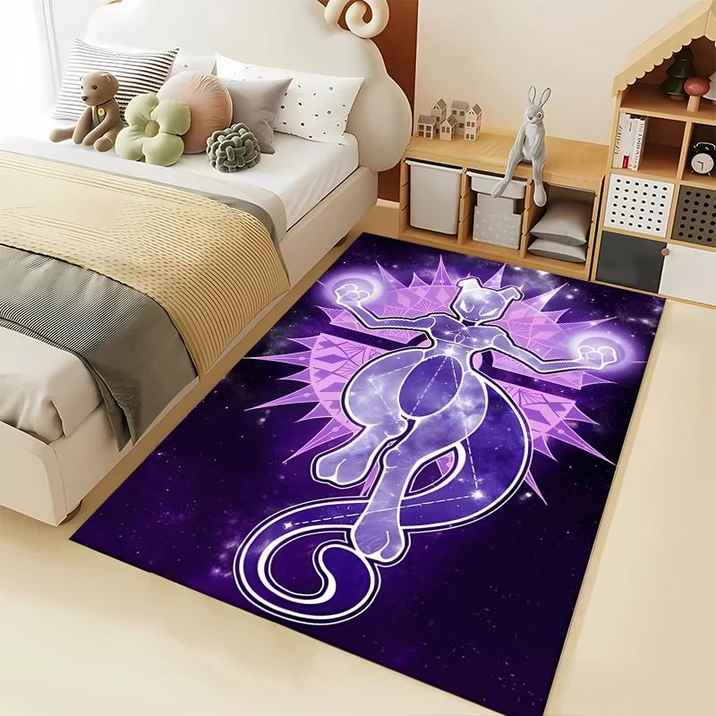 15 Größen Pokemon-Mewtwo Muster Teppiche Schlafzimmer Spielmatten Schlafzimmer Dekor Teppich Wohnzimmer Sofateppich Krabbeldecke Weihnachtsgeschenke 50x80cm (20x31in)