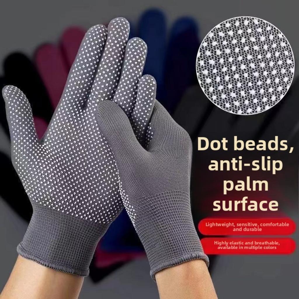20 Paar Nylon Anti-Rutsch Handschuhe mit Noppen für Arbeitsschutz, Fahren und Gartenarbeit 4 pairs grau