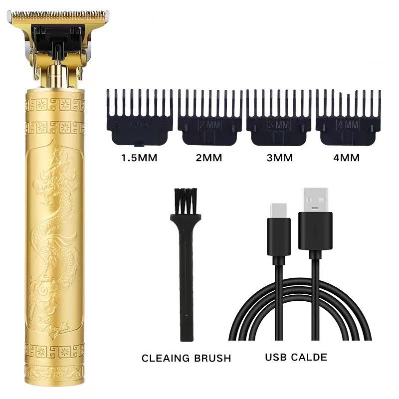 Edelstahl/ABS-Stahl Trimmer für Männer Haarschneider Haarschneidemaschine Professioneller Glatzkopfschneider Bart Elektrorasierer USB Barbershop beige