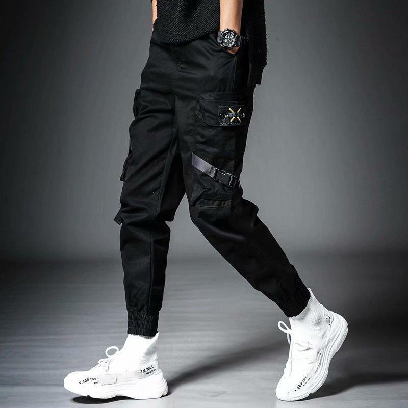 Joggers Männer Casual Hosen Koreanische Streetwear Übergroße Cargo Hosen Mode Trend Kleidung Mulit Tasche Harajuku Jogginghose M schwarz