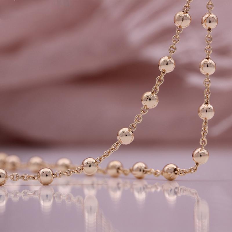 Modische Armbänder, Halskette, runde Perlen, Roségoldfarben, Kugelperlen-Gliederketten, Modeschmuck, Geschenk für Frauen 19cm rose gold