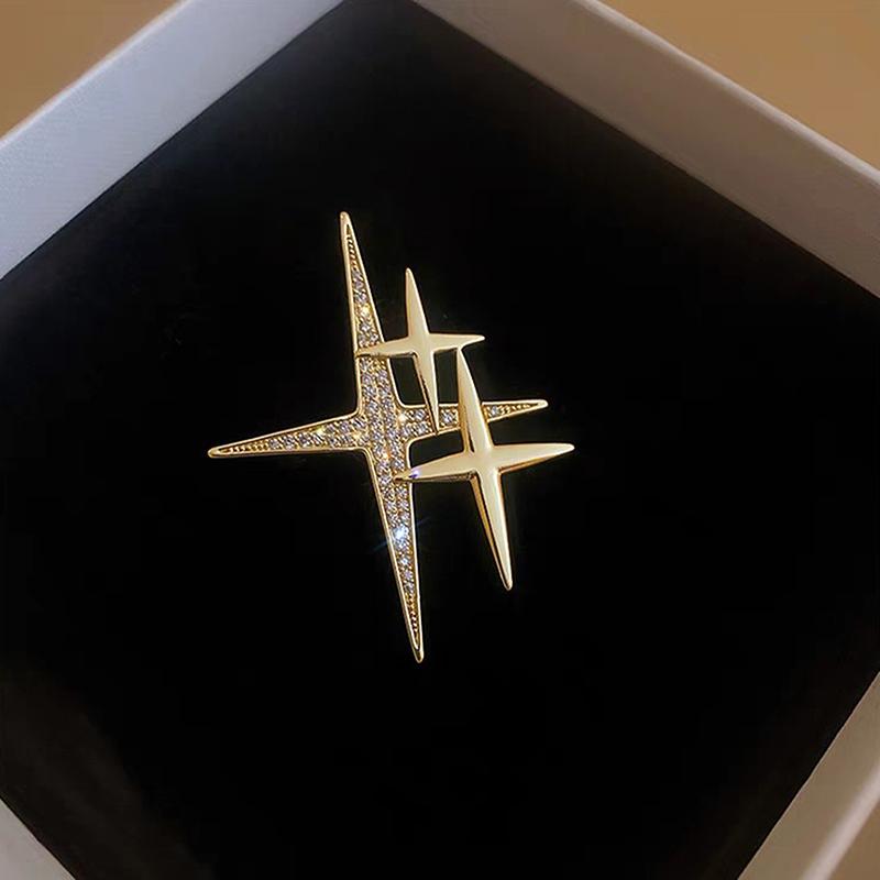 Einfache Persönlichkeit Stern High-End-Sinn Brosche süße trendige Design Corsage Pin für Abend Bankett Anzug Emblem Schmuck 1PC gold