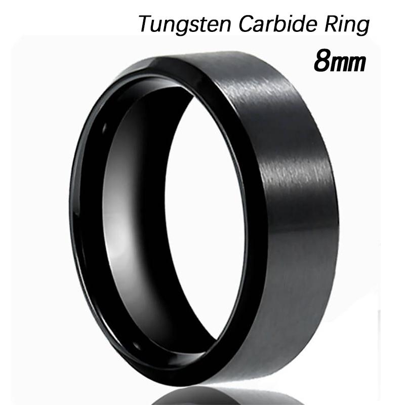 Schwarze Ringe Klassischer Edelstahlring Verlobung Eheringe Für Männer Frauen Paar Schwarz Silber Farbe Modeschmuck 8/6mm 5
