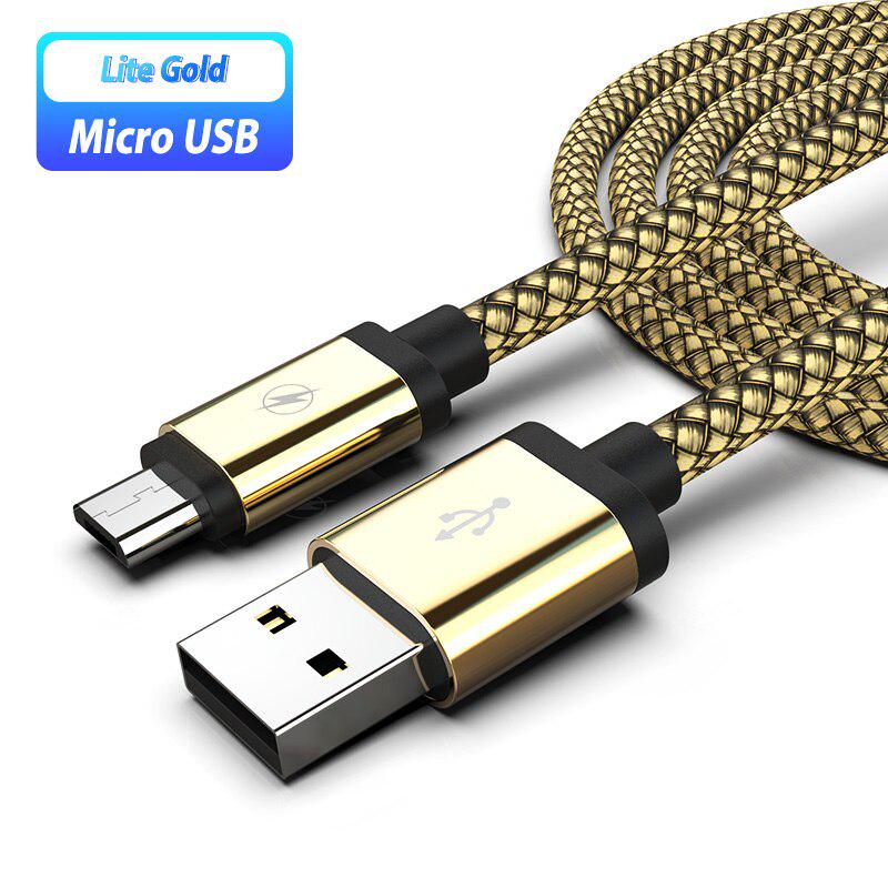 Micro-USB-Telefonkabel, Android-Ladekabel, Kabel, Micro-USB-Ladekabel, Kabel für Samsung S6 S7 Huawei OPPO Oneplus Xiaomi Redmi 5 Plus 7A 7 6 6A S2 2M gold