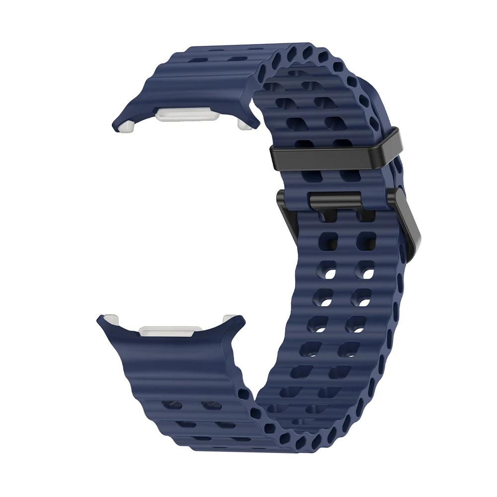 Atmungsaktives Armband für Samsung Galaxy Watch Ultra 47 mm Silikon-Smart-Armband Armband Armband Watch7 Zubehör Hülle Galaxy Watch Ultra blau