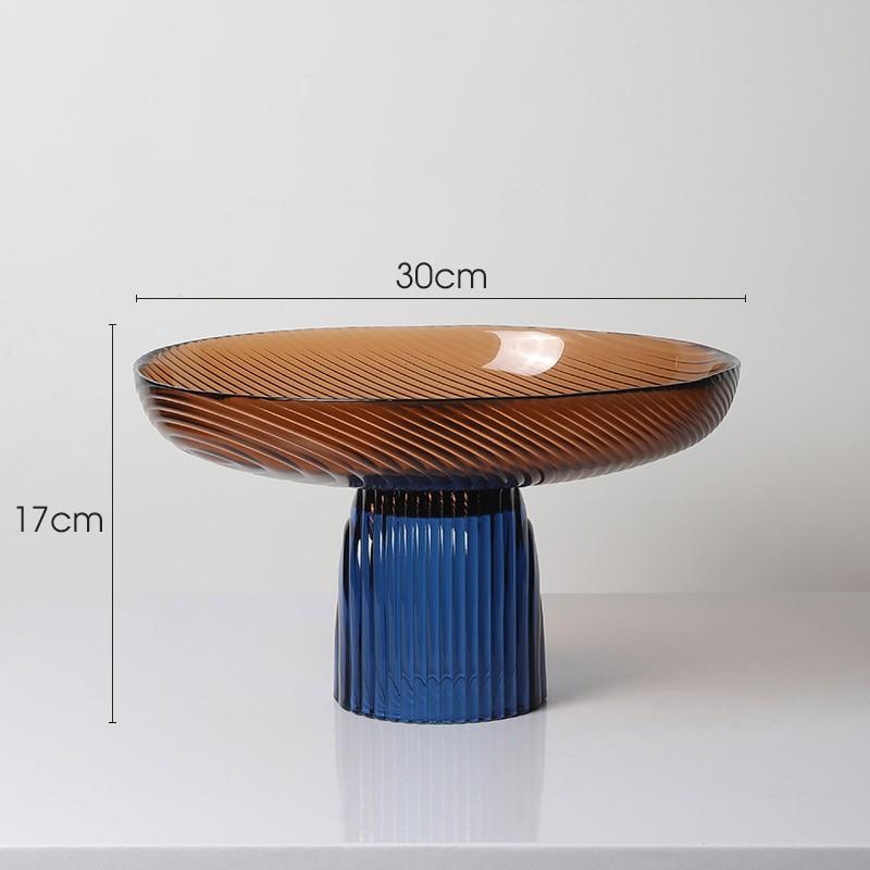 Color-Blocking High-End Leichter Luxus Glas Obstschale Ornamente für Wohnzimmer Zuhause Couchtisch Esstischplatte Dekoration Obst Snack Süßigkeiten Schale Color Matching Brown - High