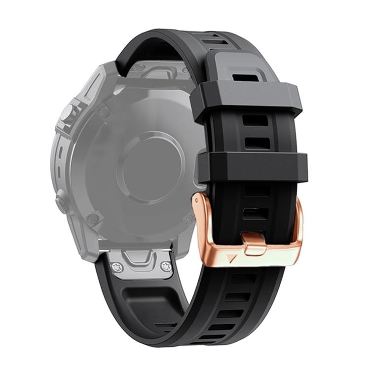 Für Garmin Fenix 6S, 20 mm, Silikon-Uhrenarmband mit Roségold-Schnalle For Garmin Fenix 6S schwarz